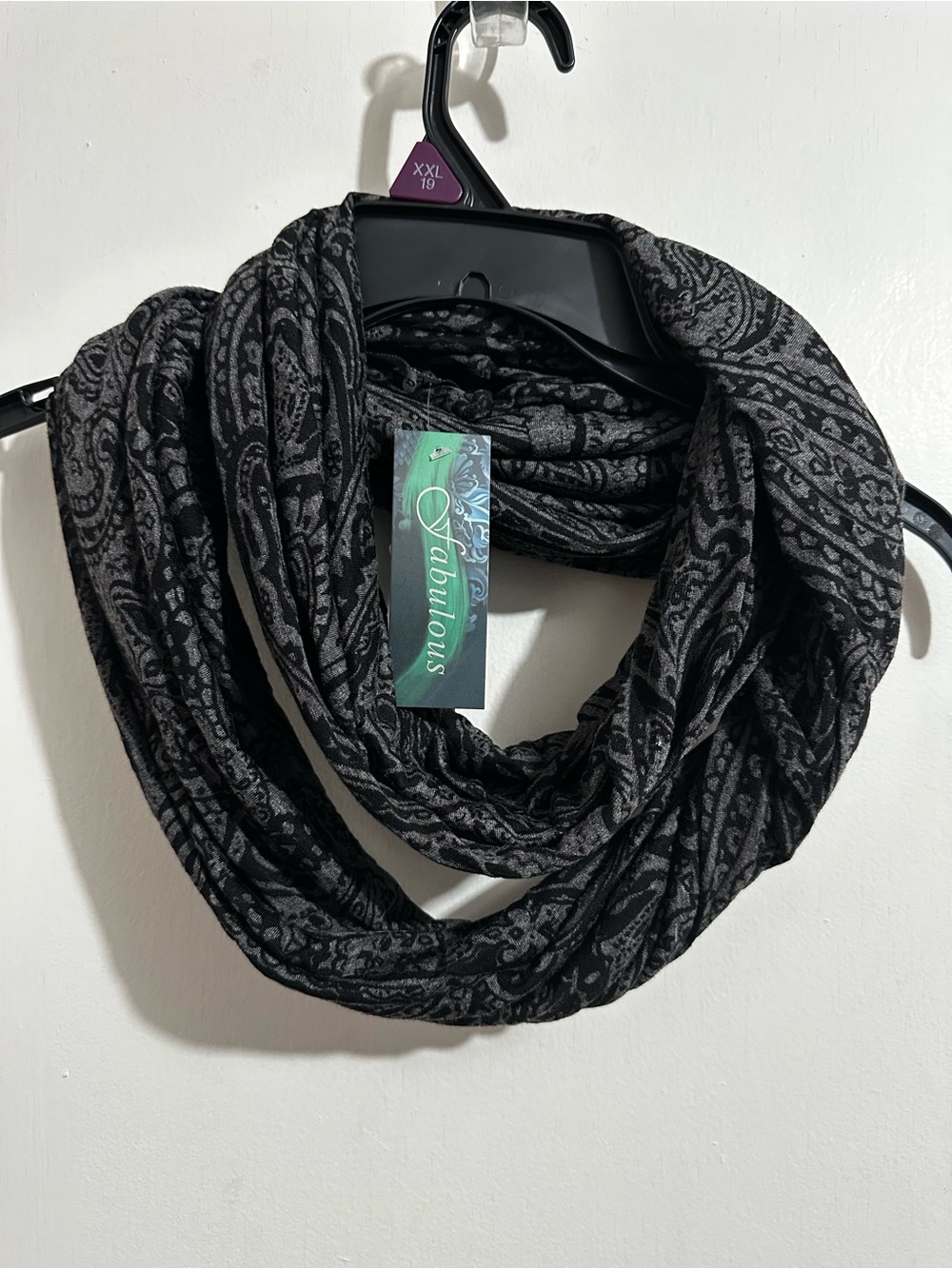 Black & Gray Paisley Infinity Scarf - Stylish Women's Accessory